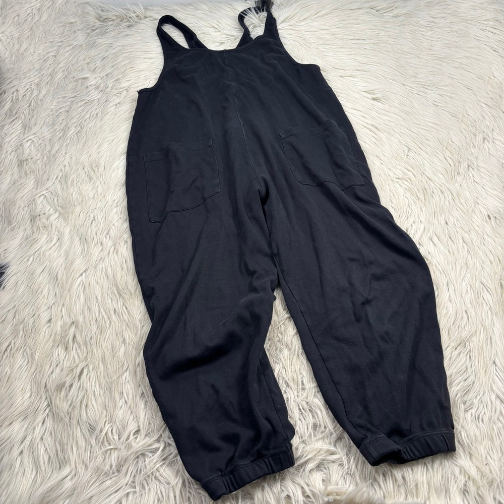 For Days Women's L Black Stretch Knit Overall Jumpsuit One Piece Lounge